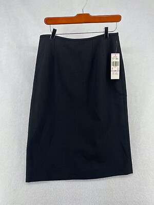 #ad Kasper 6 Skirt Black Knee Length NEW Slit Back W3193 K8 $10.00