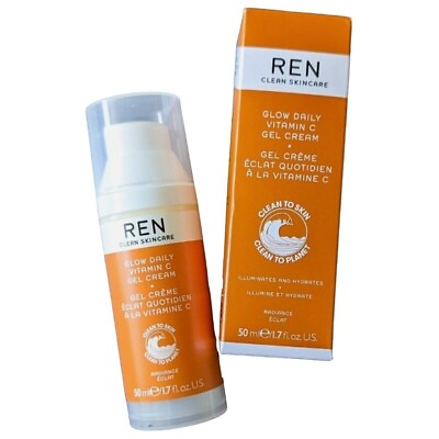 #ad Ren Clean Radiance Glow Daily Vitamin C Gel Cream Illuminate Hydrate 1.7oz 50mL $10.75