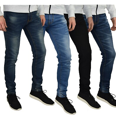 #ad Mens Slim Fit Stretch Jeans Comfy Fashionable Super Flex Denim Pants $23.79