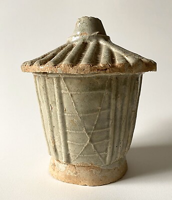 #ad Chinese Qingbai Glazed Granary Shaped Vase Song Dynasty $400.00