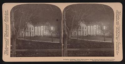 #ad Brilliantly illuminated White House entrance during President Roosev Old Photo AU $8.50