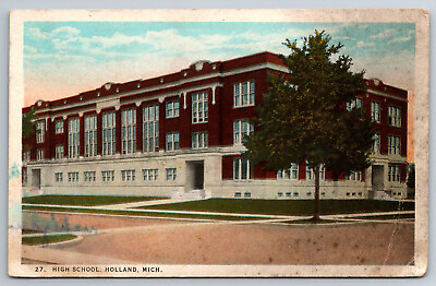 #ad Vintage Postcard MI Holland High School White Border 7933 $1.97
