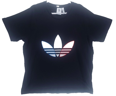Adidas “The Brand With 3 Stripes” TRICOLOR TREFOIL Black T Shirt Men#x27;s Size XL $19.99