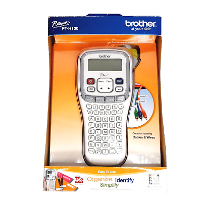 #ad Brother P Touch Handheld Label Maker Printer PT H100 White Battery Operated New $40.00