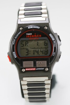 #ad Timex Ironman Men Watch Gray Black Plastic St 100m Light Alarm Date Chron Quartz $34.95