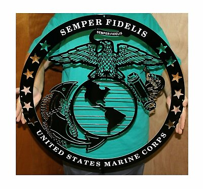 USMC Globe Round Semper Fi Metal Sign Camo 24quot; x 24quot; $229.99