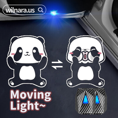 #ad 2X Cute Panda Wireless Car Door LED Courtesy Emblem Logo Step Lights Projector $16.99