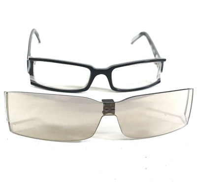 #ad SOHO Eyeglasses Frames SH 009 BLK Black White Rectangular with Clip On Lenses $79.99