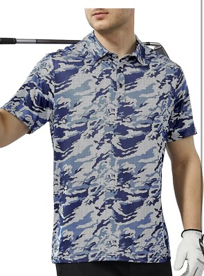 #ad Mens Camo Golf Shirts Dry Fit Short Sleeve Polo T Shirt Moisture Wicking NEW $19.95
