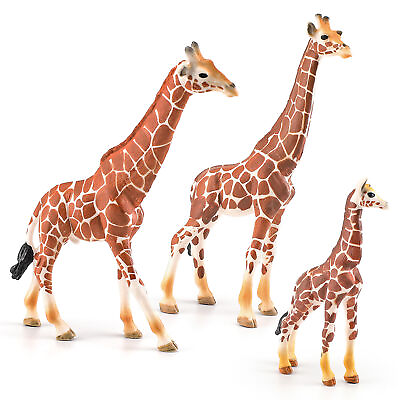 #ad 3pcs set Wild Animals Model Action Figure Miniature Figurine Simulation Giraffe $29.63