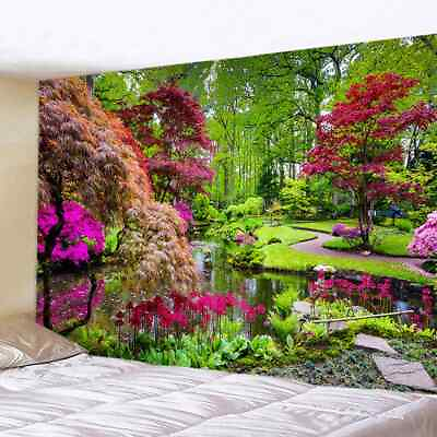 #ad Large Beautiful Forest Tapestry Sea Cave Natural Scenery Wall Hanging Landscape $55.83