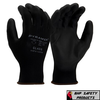 #ad Ultra Thin Black Work Gloves Polyurethane Palm Coated Nylon Shell GL406 12 Pairs $13.50