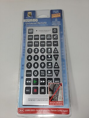 #ad NEW Jumbo Universal Remote Control 8 Devices TV DVD VCR Satellite Cable Innovage $6.48