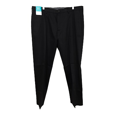 #ad Haggar Premium No Iron Pants Mens 38X29 Black Stretch Perfect Fit Waist Khakis $21.66