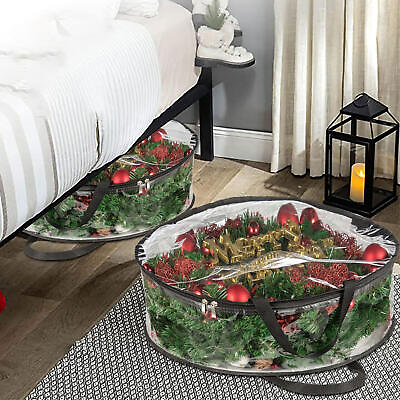 #ad Clear Wreath Storage Christmas Garland Container Bag Portable Christmas $26.72