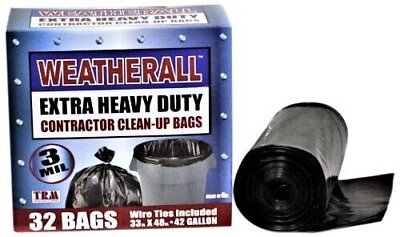 #ad 48 Bags Contractor Heavy Duty Clean Up Garbage Bags 42 Gal • 3 Mil • Black $46.99