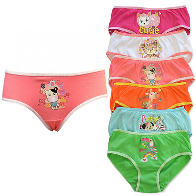 6 Pc Girls Briefs Panties 100% Cotton Underwear Cute Children Panty Kids Size L #ad $9.22