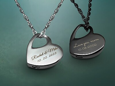 #ad Personalized Heart Urn Necklace Cremation Urn For Ashes Memorial Keepsake Gift $19.90