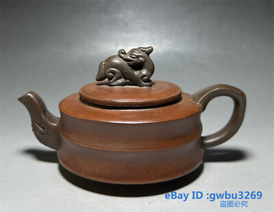 #ad Chinese Old Yixing Zisha Clay Pot Hand Made Carved * animal * Teapot 大口壶 43126 $90.25