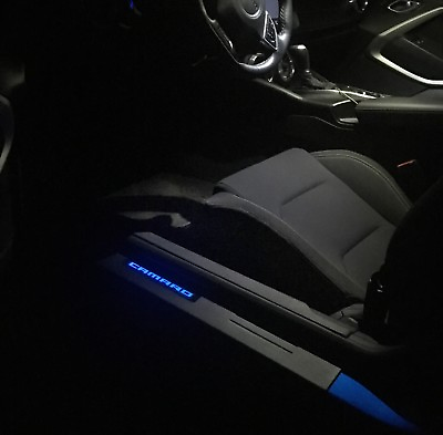 #ad Blue Illuminated Door Sills for Camaro 2011 Black finish Blue Lighted Emblem $249.00