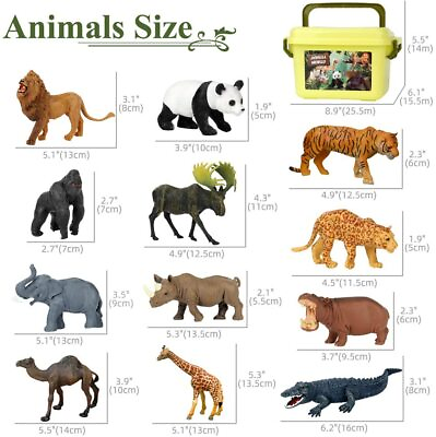 #ad Simulation Wild Animal Model Toy Zoo Family Model Action Figures Playsets 12 pcs $24.99
