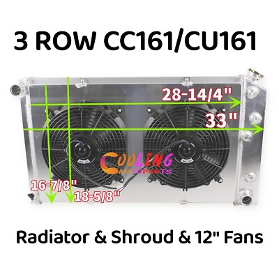 #ad For Cutlass GTO Chevelle V8 1968 1972 3 Row 28x17 Radiator Electric Fan Assembly $195.00