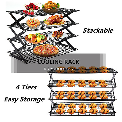 #ad 4 Tier Stackable Cooling Rack Cooling Bakeware For Baking Cookie Bakery Home $35.00