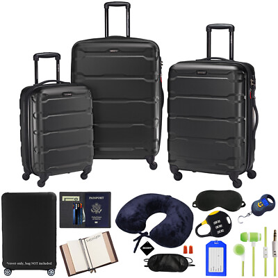 #ad Samsonite Omni Hardside Nested 3pc. Luggage Set Black w 10pc Accessory Kit $289.00