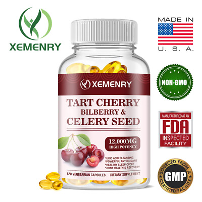 #ad Tart Cherry Bilberry amp; Celery 12000mg Muscle Recovery Uric Acid Cleanse C $18.94