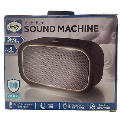 Sealy Night Light Sound Machine 8 Sounds White Noise Type C Rechargeable Black $7.90