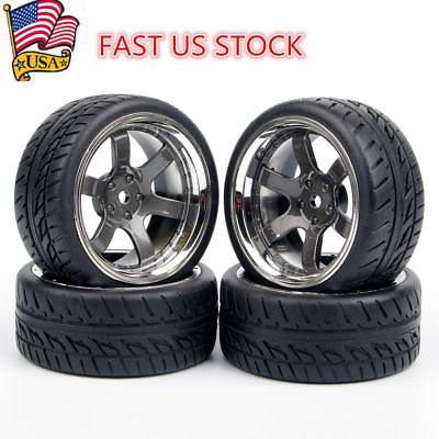 4Pcs 1:10 Scale 12mm Hex Rubber Tiresamp;Wheel Rims For HSP HPI RC Car Gifts Toy $16.91