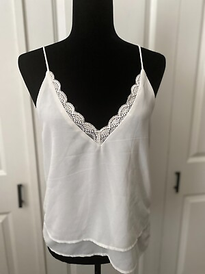 #ad #ad WHITE CAMISOLE WITH LACE SIZE S $20.00