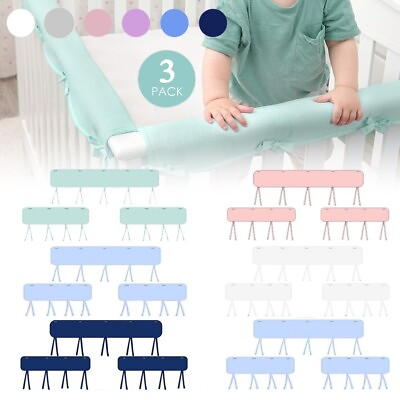 #ad 3 Pack Baby Crib Rail Cover Protector Safe Teething Guard Wrap for Standard Crib $18.99