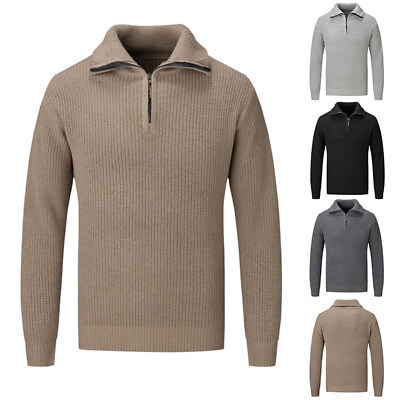 #ad Men Thick Warm Pullover Sweater Fall winter Long Sleeve Zip Knitwear Jumper Tops $43.91