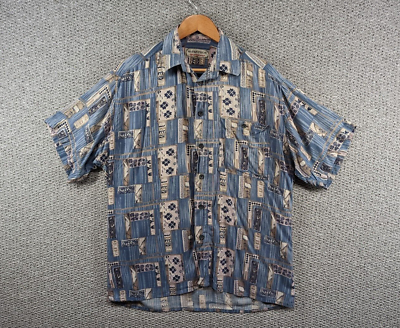 #ad #ad MC PANTHON Vintage Men#x27;s Crazy Pattern Rayon Hawaiian Party Button Shirt Size M GBP 17.55