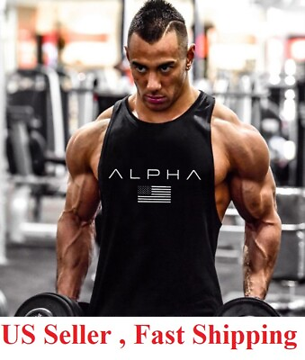 #ad Gym Stringer Men#x27;s Tank Top for Bodybuilding Fitness Stringer Sports alpha $11.95