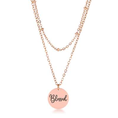 #ad Delicate Rose Gold Plated Blessed Necklace $21.30