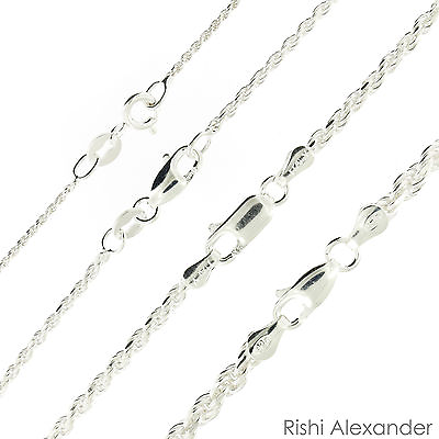 #ad 925 Sterling Silver Diamond Cut Rope Chain Necklace .925 Italy All Sizes $5.99