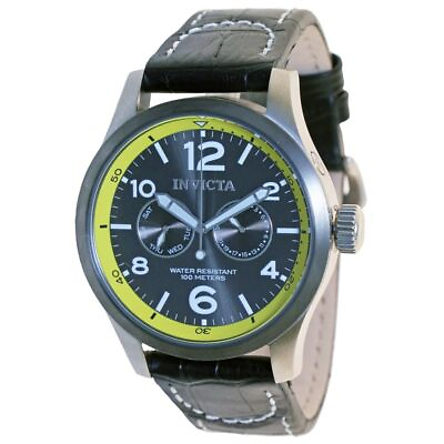 #ad Invicta 14141 Men#x27;s I Force Grey Bezel Grey Dial Black Leather Strap Date Watch $77.34
