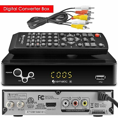 #ad Digital Converter Box w Recording Playback amp; Parental Control Ematic AT103C $21.88