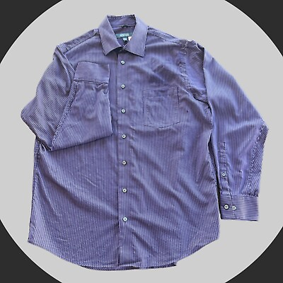 #ad Kenneth Cole Reaction Purple Stripe Long Sleeve Button Up 16 16.5 34 35 U 599 $22.00