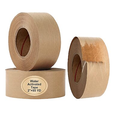 #ad Water Activated Tape Brown Reinforced Kraft Paper Carton Sealing Gummed Tape $32.99