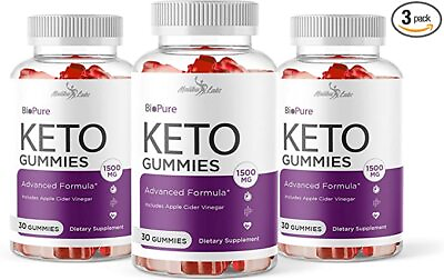 #ad Bio Pure Keto ACV Gummies Weight Loss 1500mg Ketosis Shark Gummies 3 Pack $34.72