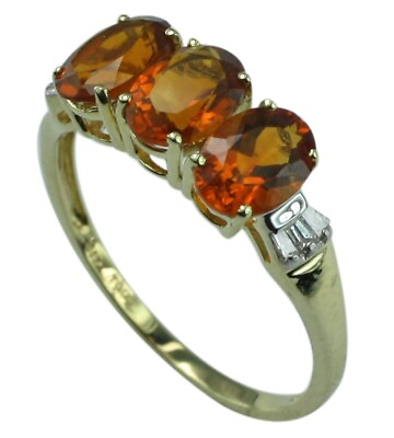 #ad Medira Citrine Gemstone Cocktail Ring Size 7 10k Yellow Gold Indian Jewelry $222.70