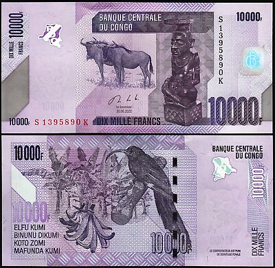 #ad Congo 10000 Francs 2020 UNC P New Date $15.95