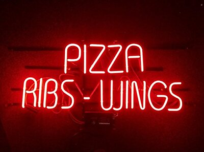 #ad Pizza Ribs Wings Neon Light Sign 20quot;x16quot; Lamp Glass Bar Decor Wall Space Hanging $133.08