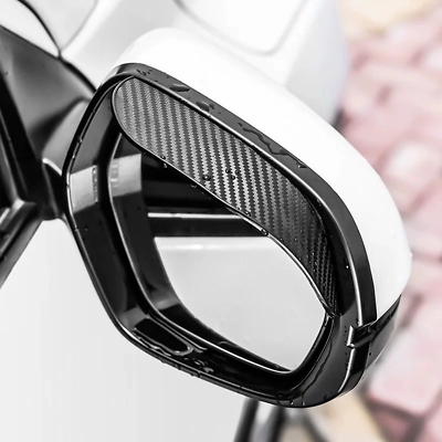 2x Car Carbon Fiber Black Rearview Side Mirror Rain Visor Guard Car Accessories $7.49