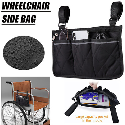 #ad Outdoor Wheelchair Side Pouch Storage Bag Armrest Pocket Organizer Holder Pouch $7.75