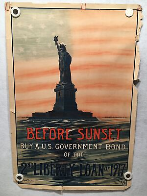 #ad Original quot;Before Sunsetquot; WWI 2nd Liberty Loan 1917 Propaganda Poster 20 x 30 $624.75