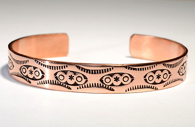 #ad Mens copper cuff bracelet with hand stamped design $40.80